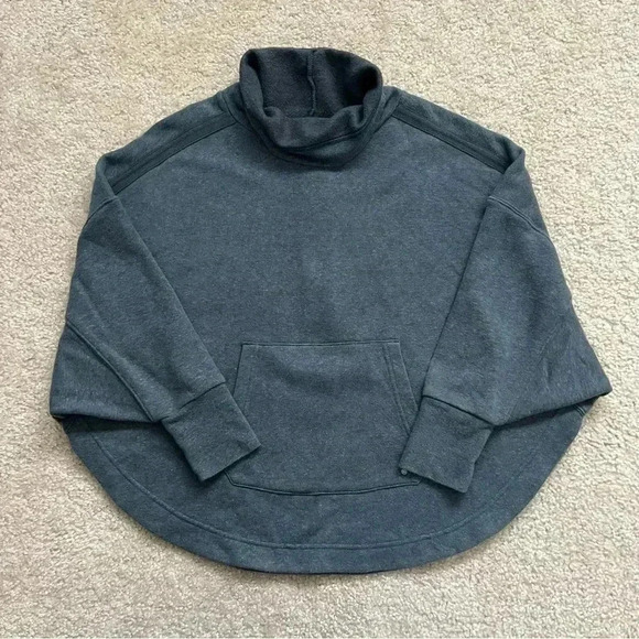 PrAna Cozy Up Poncho Kangaroo Pocket Heather Blue SZ Small Oversized W23190896 - Picture 1 of 16